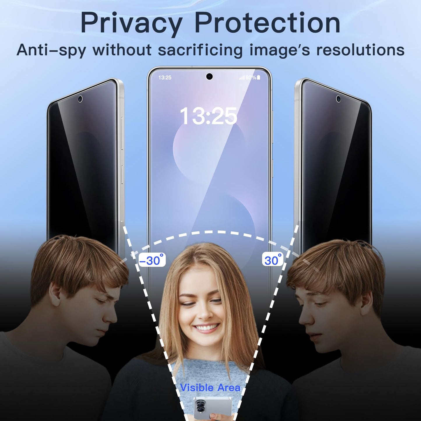 JETech Privacy Screen Protector for Samsung Galaxy S23 5G 6.1-Inch with Camera Lens Protector, Anti-Spy Tempered Glass Film, Fingerprint ID Compatible, 2-Pack Each
