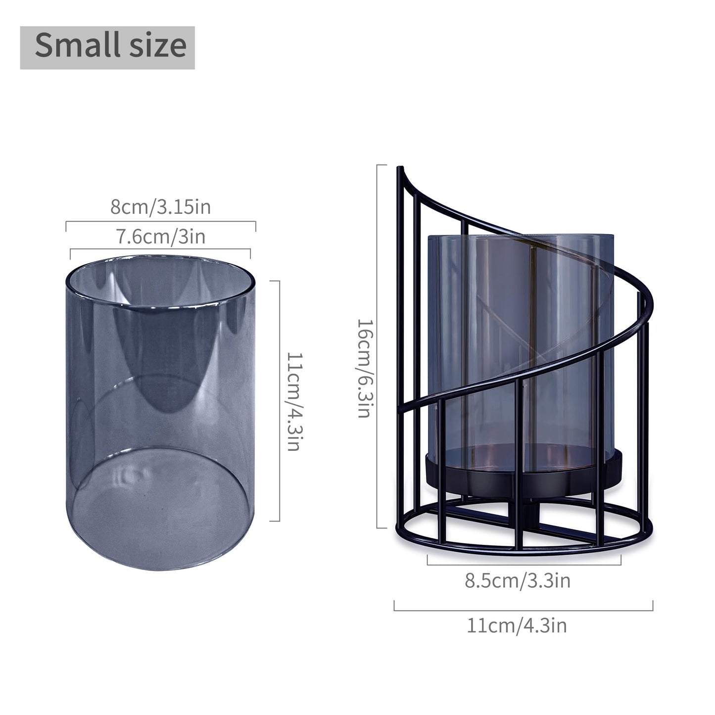 YIUTOYILY Black Hurricane Candle Holder, Black Candle Holders for Pillar Candles with Clear Glass Sleeve - Elegant Centerpiece for Weddings, Dinners, Party Decor