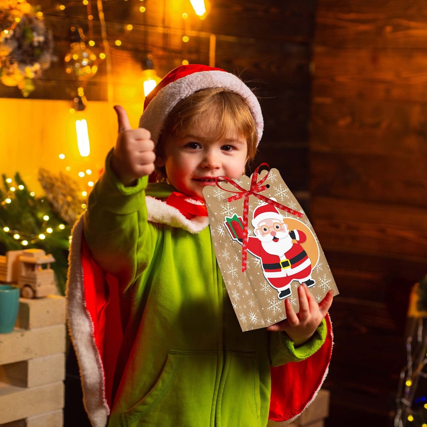 Joyful Start 18PCS Christmas Goodie Bags - Small Bags for Gifts - Bulk Small Size