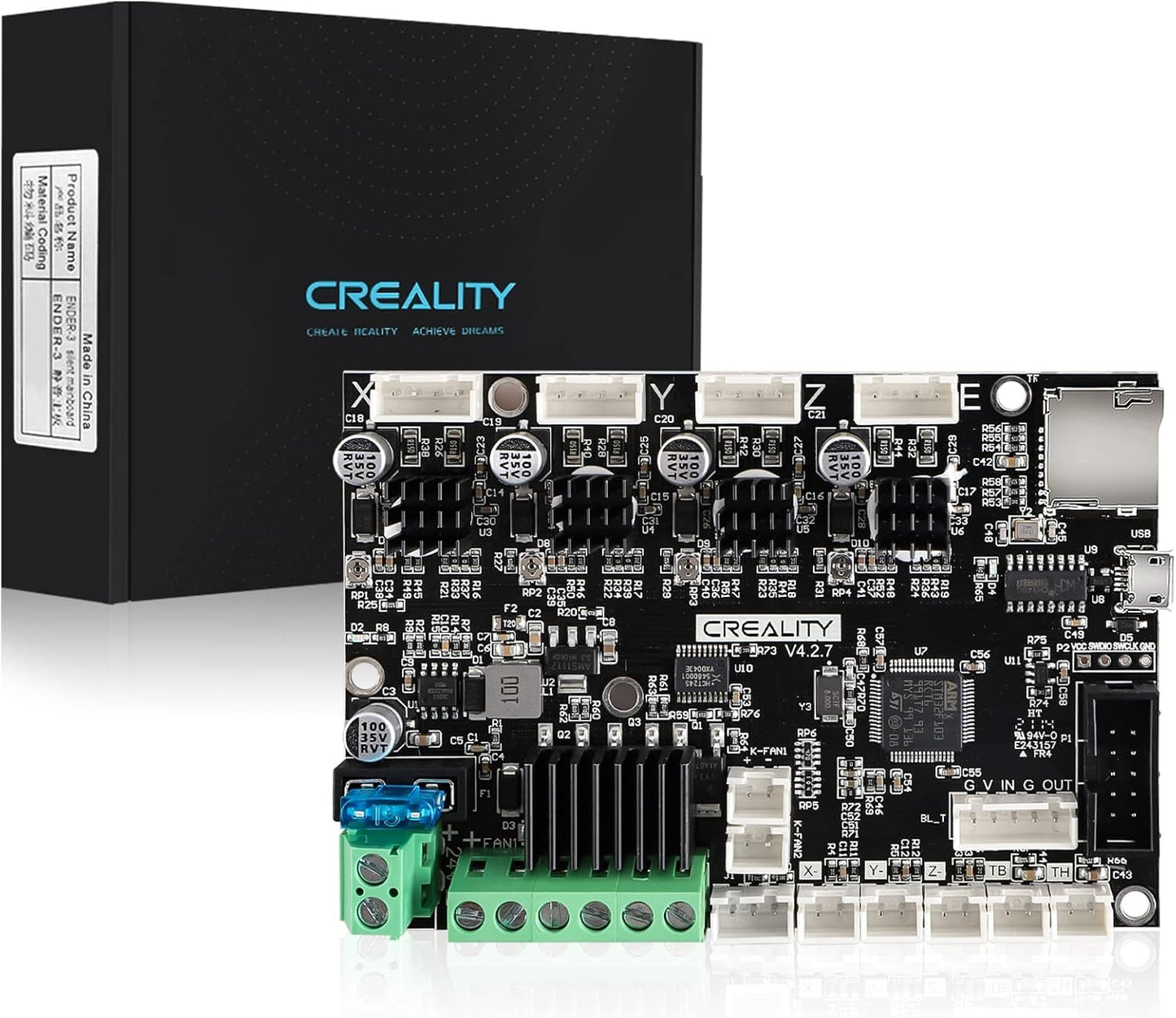 Creality Official Ender 3 Silent Motherboard Upgrade V4.2.7 Mainboard Control Board with TMC2225 Driver 3D Printer Controller Parts Accessories Works with Ender-3 / Pro/Max / 3 V2 / 3 V2 Neo