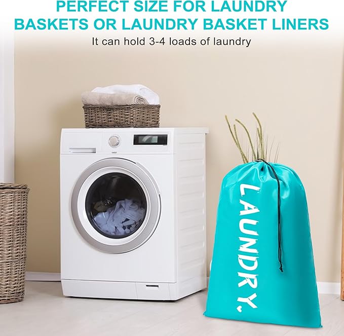 4 Pack XL Travel Laundry Bag, Machine Washable Dirty Clothes Organizer