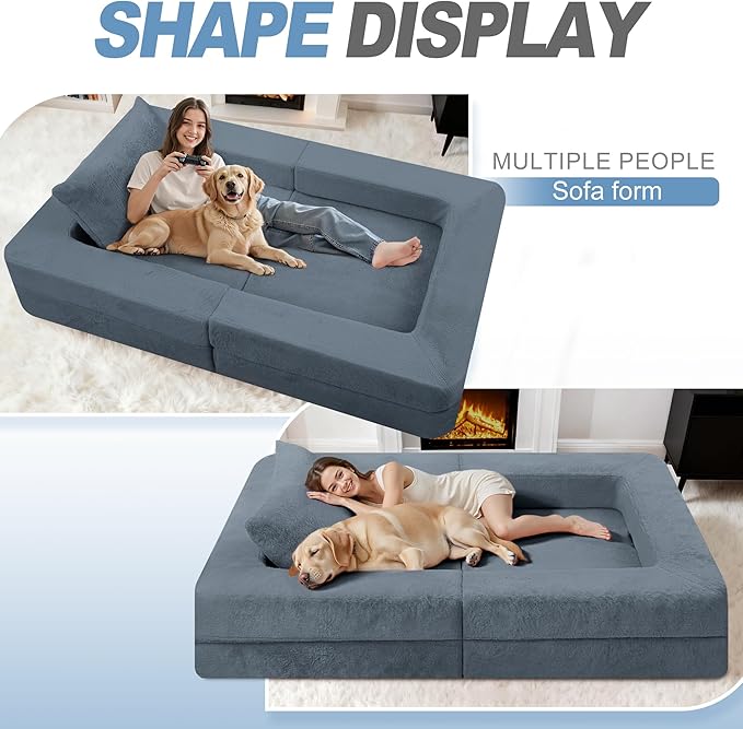 Futon Sofa Bed with Pillow, 3-in-1 Sleeper Sofa Bed with Removable Cover