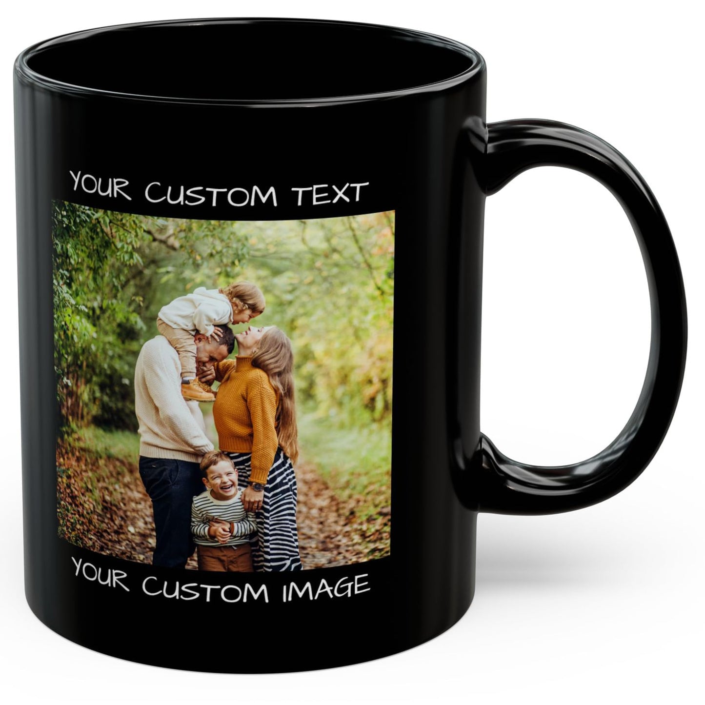 Personalized Coffee Mug – Custom Photo, Text, or Logo Ceramic Mug Tea Cup | Taza Personalizada with Picture or Message | Customized Gift Idea for Men & Women, Mom, Dad, Friends - Black/White | 11oz