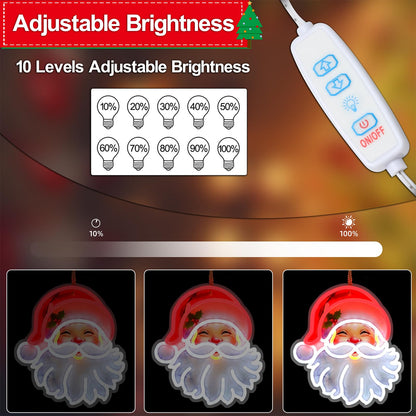 Christmas Window Decorations Lights, LED Santa Claus Acrylic Neon Signs, Cute Room Decor Powered 5V Art Decorative Night Lights Indoor for Christmas Tree, Home, Bedroom, Office,Dorm,Party