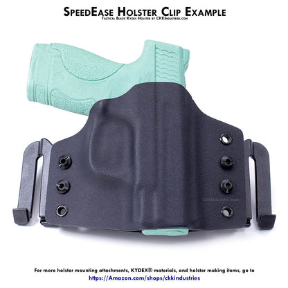 HolsterSmith Holster Belt Clips - SpeedEase Design - (Fits 1.50 inch Belts) - USA Made - Black - (with Mounting Hardware) - (1 Pair) - for Holster Making & Hobby