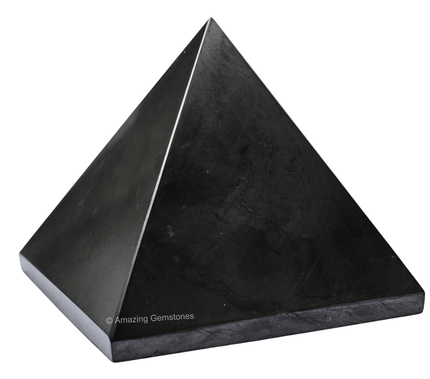 Amazing Gemstone Shungite Pyramid Crystal Healing Shungite Stones - 70mm Crystal Pyramid Figurine Piedra Shungite for E M F Protection, Meditation, Reiki, Chakra Balancing and Crystal Pyramids Grid