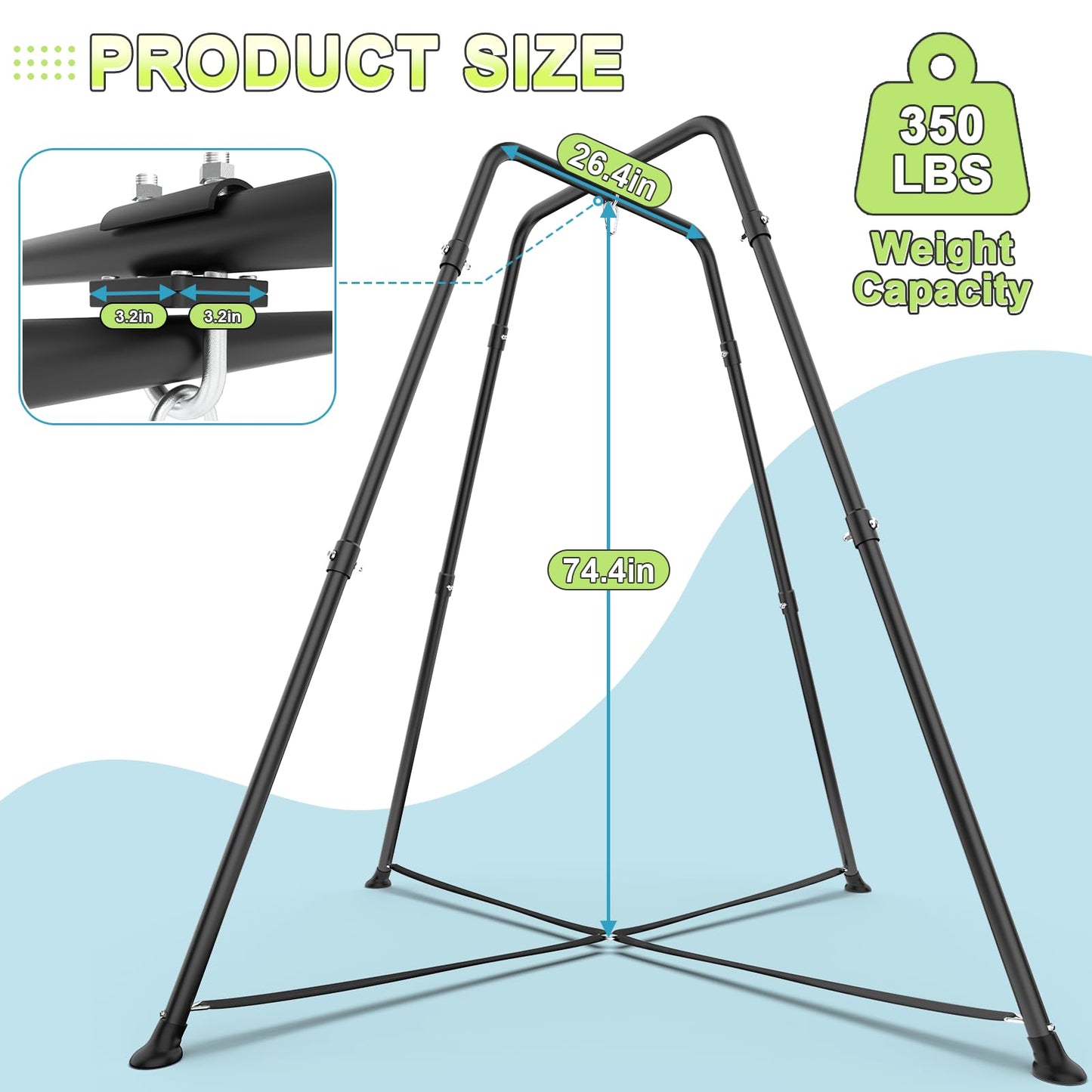 Swing Stand Frame with Sensory Swing Pod Chair, X-Shaped Swing Set, Metal Hammock Chair Stand for Adults Indoor and Outdoor 330LBS (Auqa)