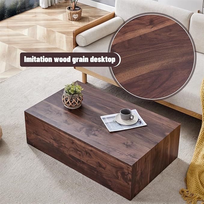 Coffee Table Set for 3, Modern Living Room Table Set, Wood Center Table Set