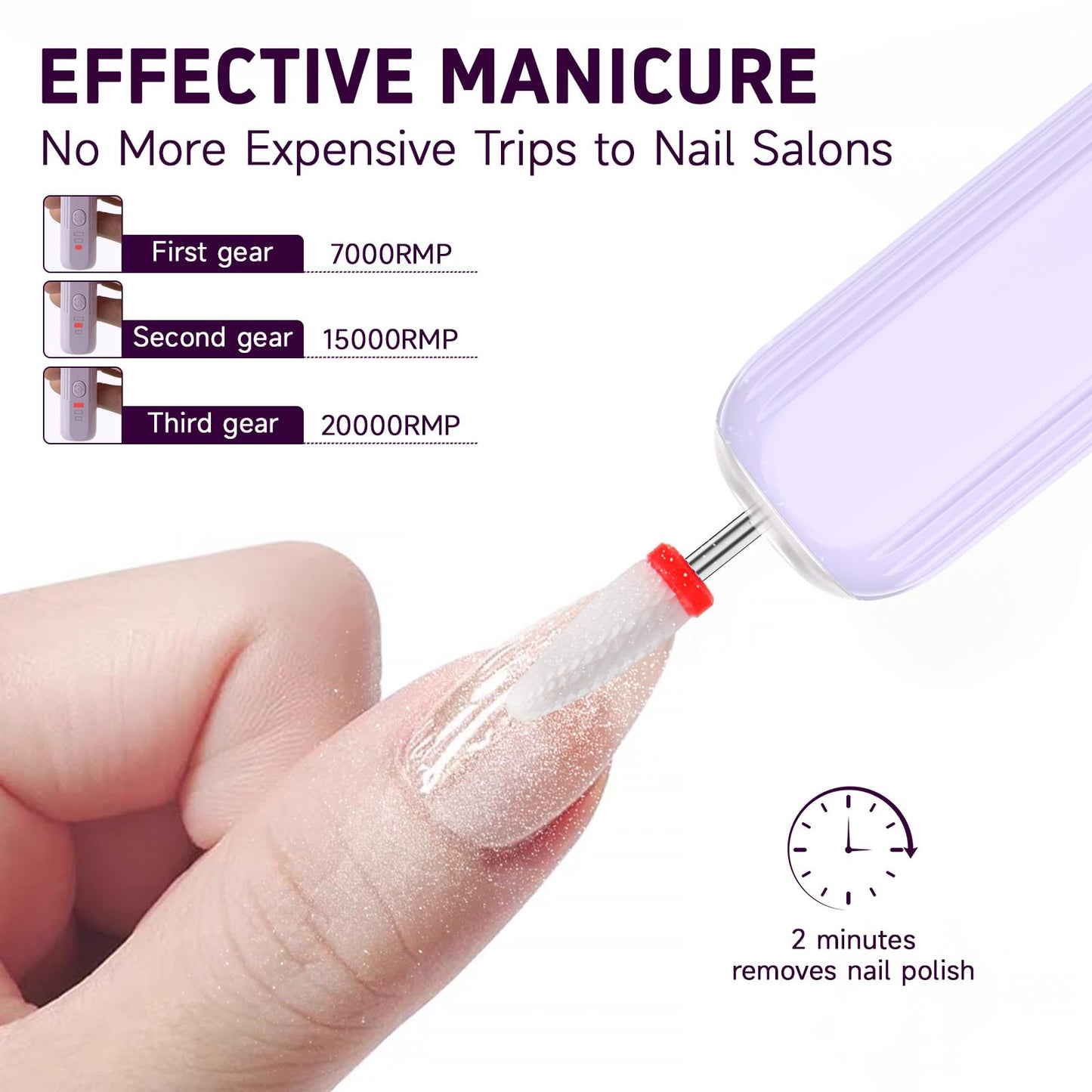 Professional Nail Drill Set, 2,0000 RPM Electric Nail File with 12 Grinding Head & 100Pcs Sanding Bands for Acrylic Gel Nails, Manicure and Polishing (Beige)