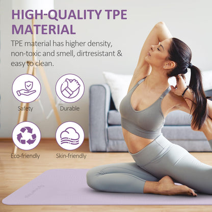 Gruper Yoga Mat Non Slip, 72"L x 24"W x 0.24"/0.32"TH, Anti-Tear Exercise Mat with Carrying Strap and Bag, Pro TPE Yoga Mats for Women, Workout Mats for Home, Pilates and Floor Exercises