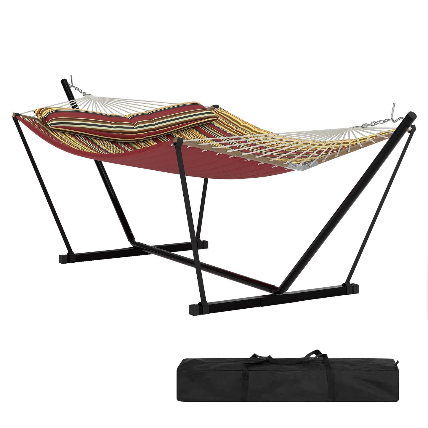 GarveeHome Portable 2 Person Double Hammock with Sturdy Heavy-Duty Steel Stand – 450LBS Max Load, Quick & Effortless Assembly, Perfect for Indoor Living, Yard, Patio & Camping Trips