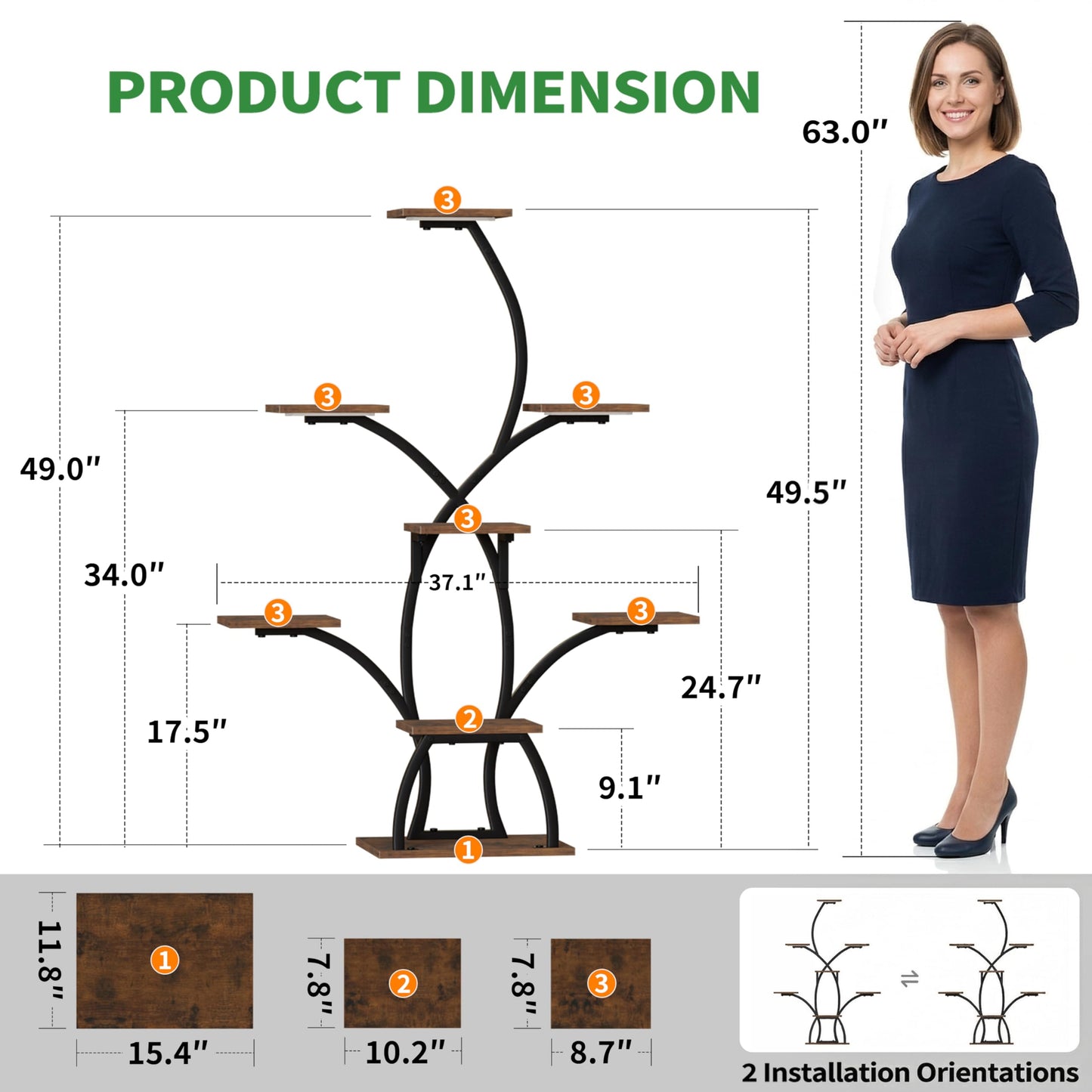CODACE Plant Stand Indoor with Grow Lights, 6 Tiered Plant Shelf Indoor, 50" Corner Plant Stands for Indoor Plants, Lighted Tree-Shaped Plant Holder, Tall Flower Display Rack for Living Room