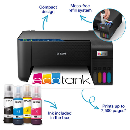 Epson EcoTank ET-2861 A4 Multifunction Wi-Fi Ink Tank Printer, With Up To 3 Years Of Ink Included , Black