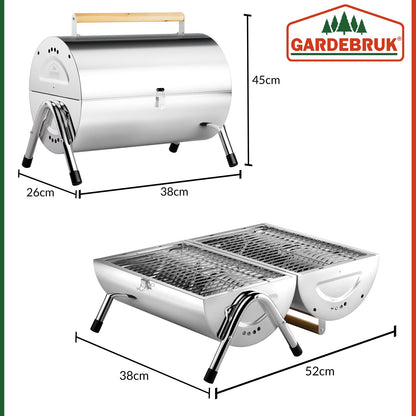 Gardebruk Portable Folding Stainless Steel Double Grill Surface Charcoal Grill for Travel, Camping, Picnics