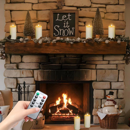 Hinabichan Flameless Candles Battery Operated with Remote and 2/4/6/8 H Timer, 6pcs Flickering Fake Electric Candles for Festival Home Party Decor (D3 x H 6") (Ivory)