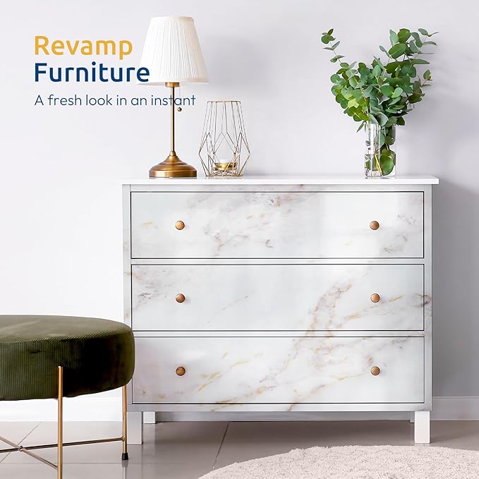 rabbitgoo Glossy Marble Contact Paper Peel and Stick Wallpaper 23.6" X 196.8"