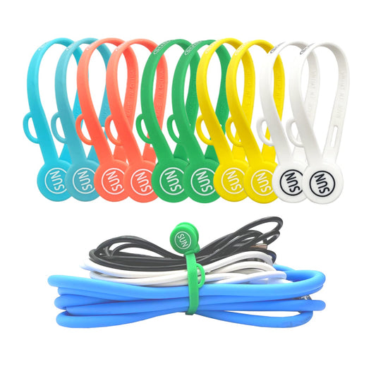 SUNFICON 2023 New Magnetic Cord Organizers Cable Clips 10 PCS Upgraded Long Cable Straps Silicone Twist Ties Colorful Appliance Headphone Cord Holder Manager Bookmark Whiteboard Fridge Magnet Keychain