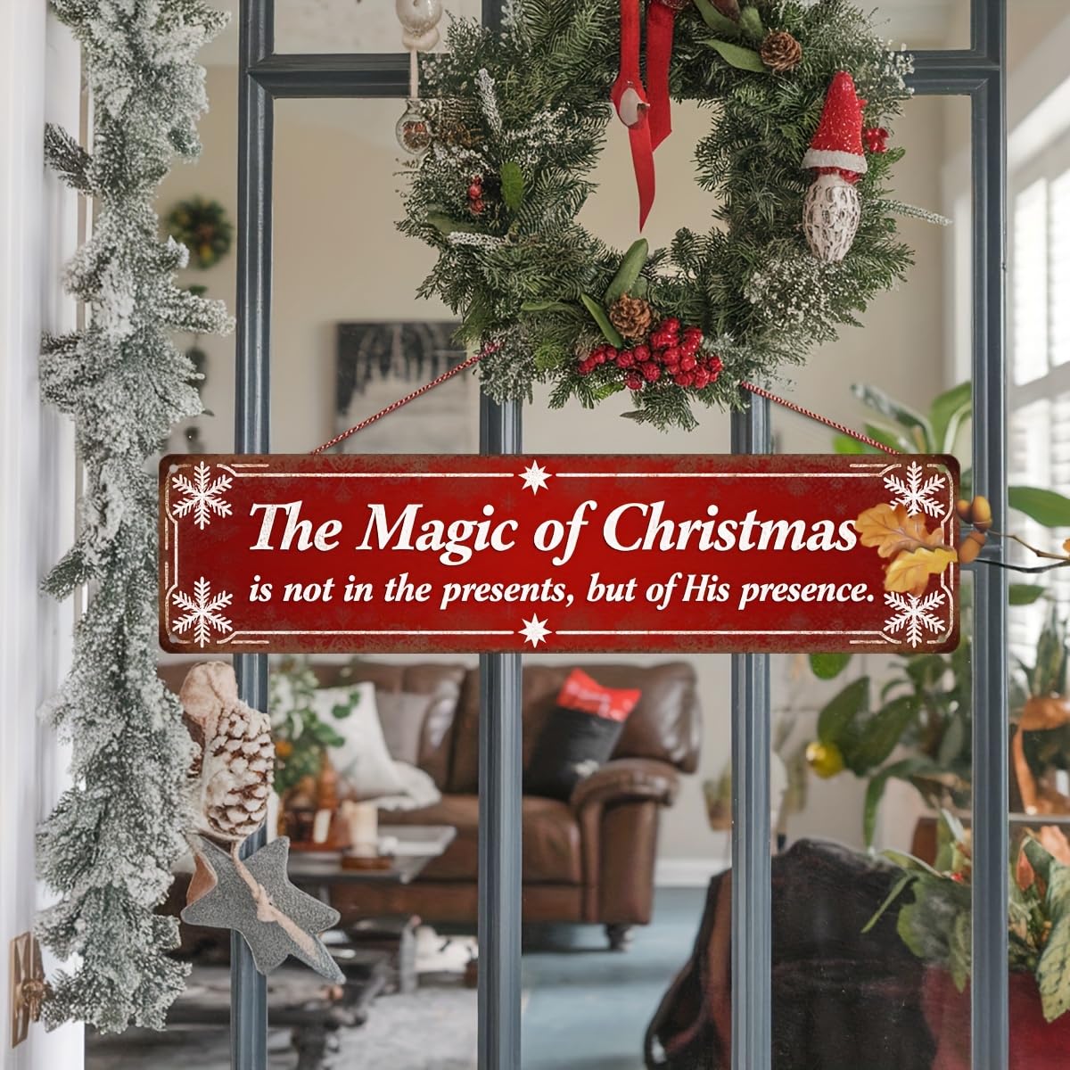 The Magic of Christmas Metal Sign Christmas Wall Art Wall Decor for Home, Living Room, Winter Decorative Signs & Plaques 4x16 Inch