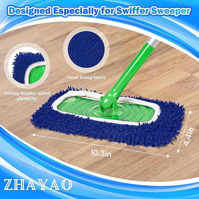 Coral Fleece Mop Pads, Reusable Wet/Dry Compatible