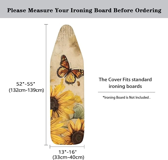Sunflower Butterfly Ironing Board Cover and Pad, Resist Scorching and Staining