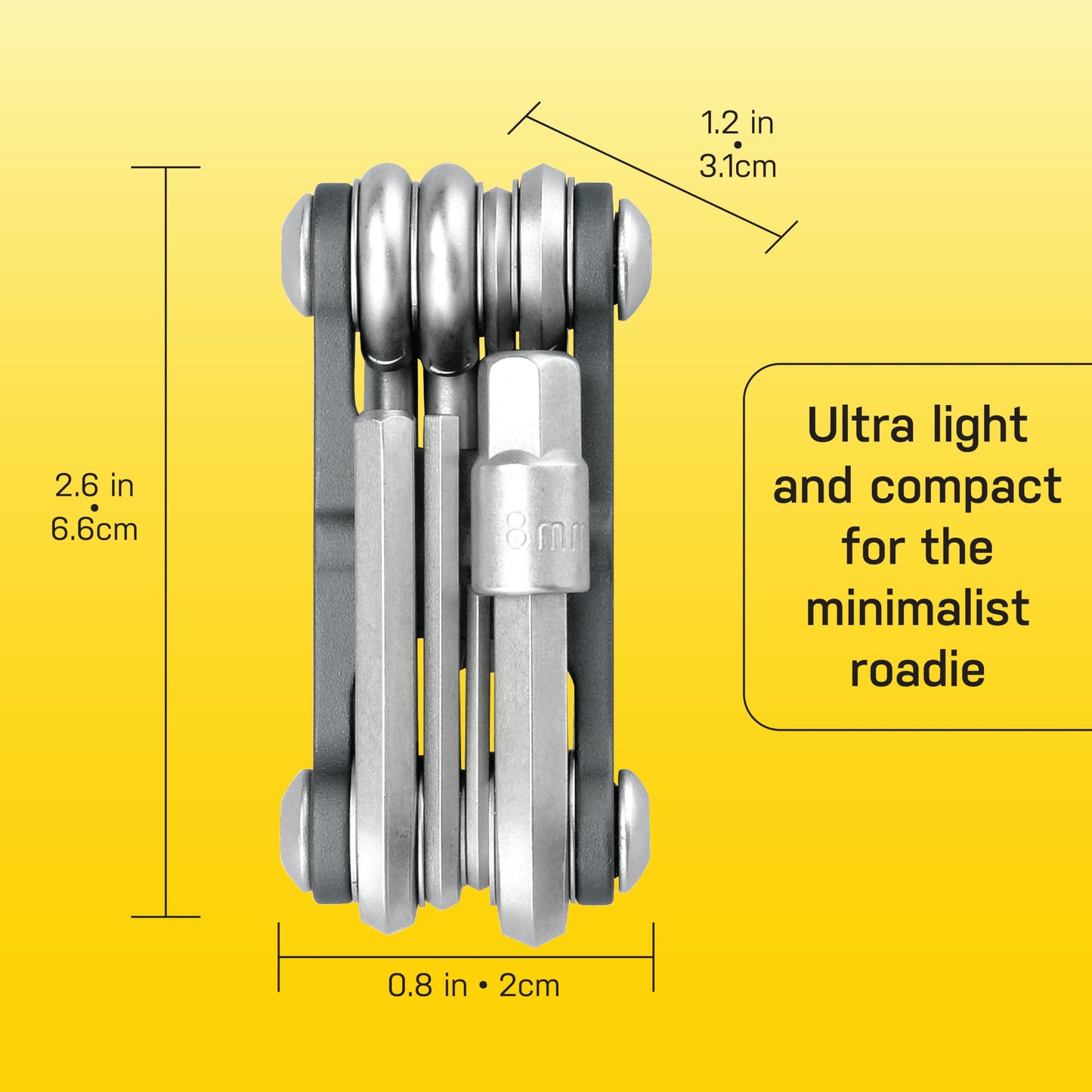 Topeak The Mini 9-Function Bicycle Tool - TT2409 , Black/Silver, L x W x H ﻿﻿﻿﻿6.6 x 3.1 x 2cm / 2.6” x 1.2” x 0.8”
