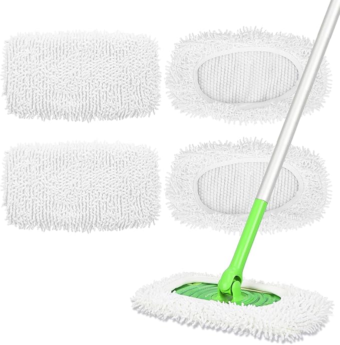 4 Pack Reusable Microfiber Mop Pads Compatible