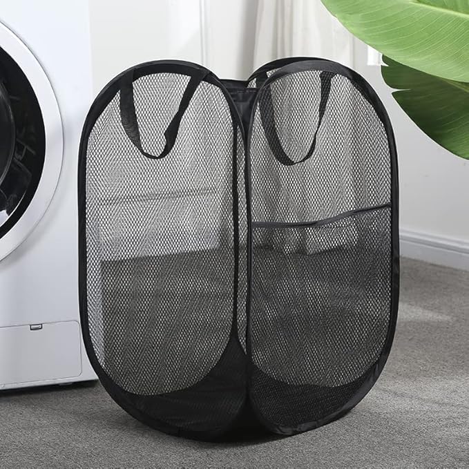 2 Pack Popup Laundry Hamper, Foldable Mesh Laundry Basket