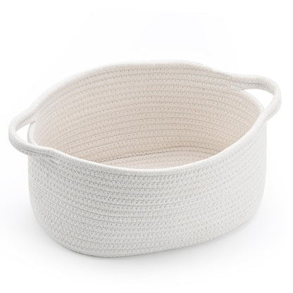 Happyiren Cute Woven Storage Basket with Handle, Baskets for Gifts Empty, Gift Baskets for Christmas Birthday Baby Shower Burr, Decorative Organizer Box for Baby Toy Pet, 13" D x 8" W x 6" H