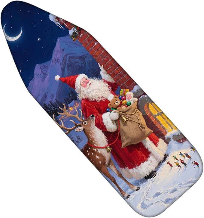 Nuxovilar Ironing Board Cover Santa and Deer Pattern Polyester 15x54 Inches