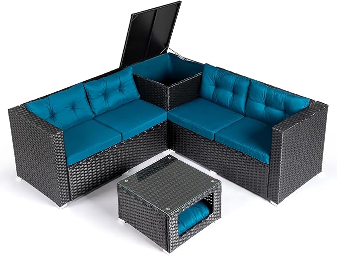 VINGLI 4 Pieces Outdoor Sectional Wicker Patio Furniture