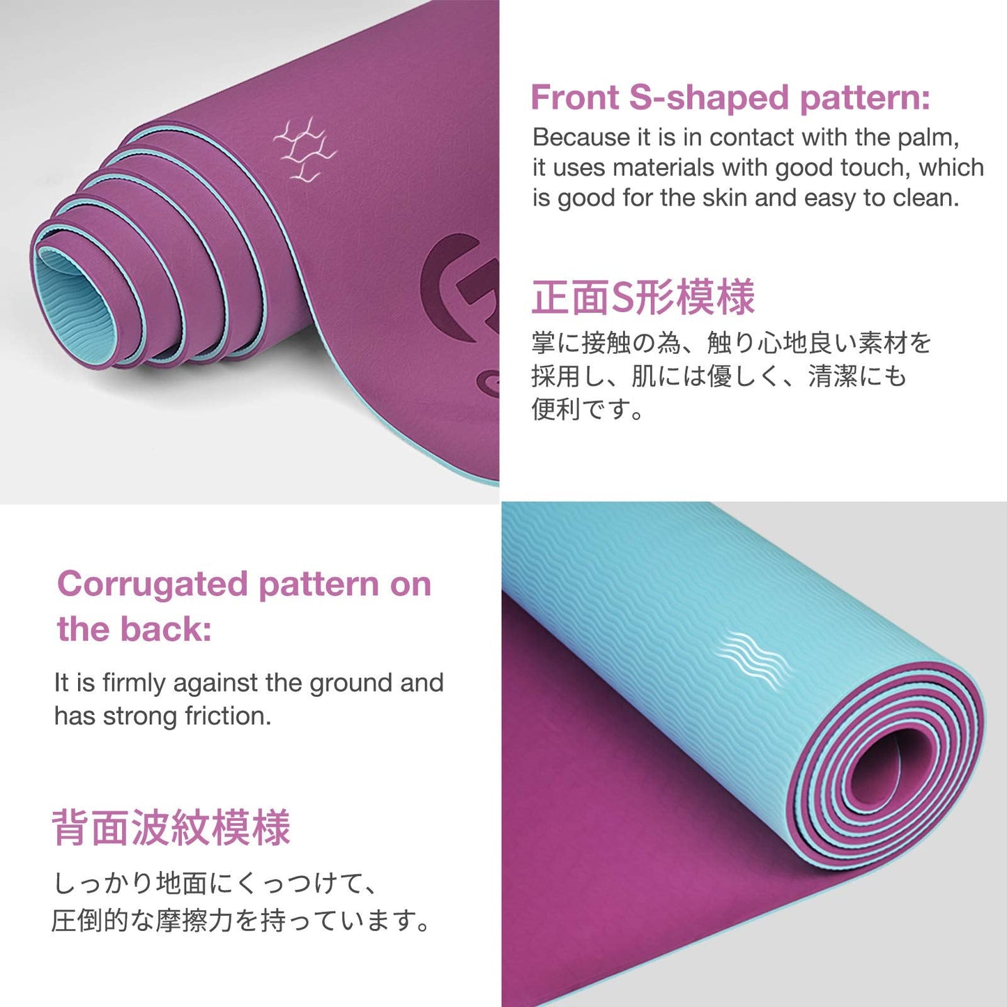 Gruper Yoga Mat Non Slip Thick 1/3'', Eco Friendly Fitness Exercise Mat with Carrying Strap,Pro Yoga Mats for Women,Workout Mats for Home, Pilates and Floor Exercises