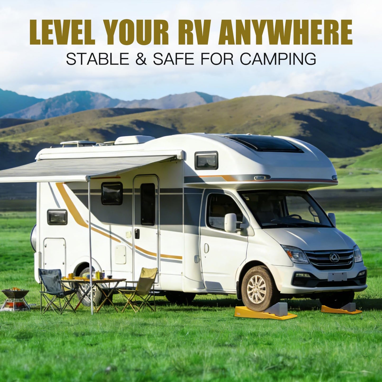 LEIDGG RV Leveling Blocks 2 Pack Heavy Duty Camper Leveler with Storage BagSupports Up to 10000 LBS Adjustable Up to 3IN Ideal for Travel Trailers, Campers, RVs, Motorhomes
