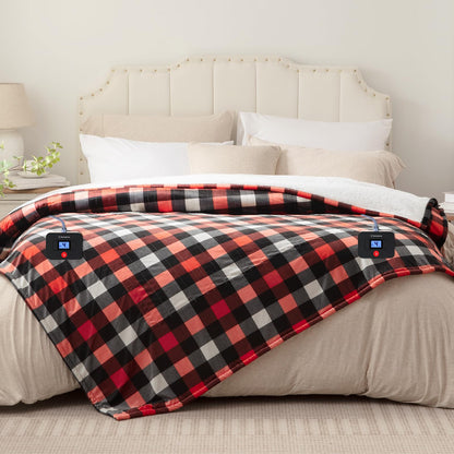 Westinghouse Heated Throw Blanket, Flower Jacquard Electric Blanket Throw with 6 Heating Levels and 2-10 Hours Auto-Off, Flannel to Sherpa Super Cozy Heated Blanket, Machine Washable (50" x 60" Beige)