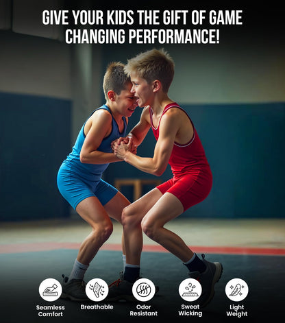 Exxact Sports Patriot Youth Wrestling Singlet For Boys, Premium Powerlifting Singlet, Kids Wrestling Singlets For Training (YXS, Black)