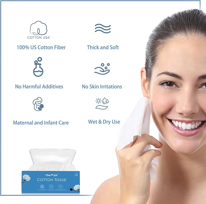 Extra Thick Disposable Face Towel, Disposable Makeup Removing Wipes, 100% USA