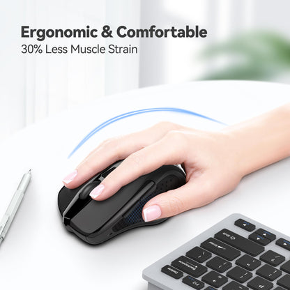 TECKNET Wireless Mouse, 2.4G Ergonomic Optical Mouse, Computer Mouse for Laptop, PC, Computer, Chromebook, Notebook, 6 Buttons, 24 Months Battery Life, 2600 DPI, 5 Adjustment Levels