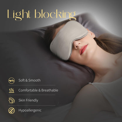 ZIMASILK Adjustable 100% 22 Momme Mulberry Silk Sleep Mask for Sleeping, Filled with Premium Mulberry Silk, Softest & Breathable Blackout Eye Sleeping Mask (Black)