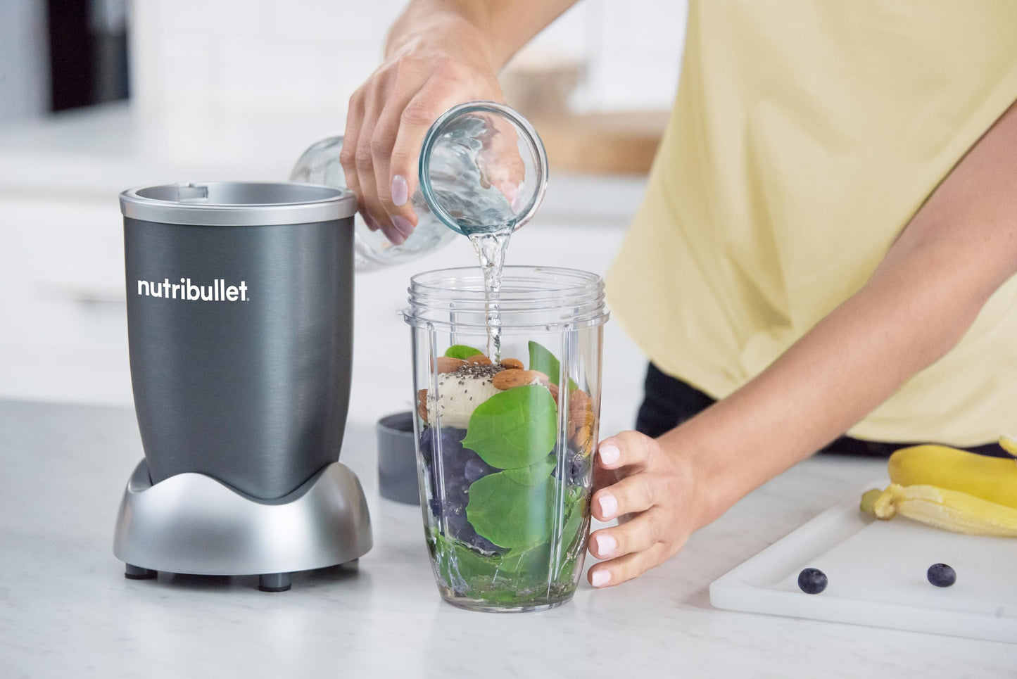 nutribullet Personal Blender, Shakes, Smoothies, Food Prep, and Frozen Blending, 24 Ounces, 600 Watt, Gray, NBR-0601WM