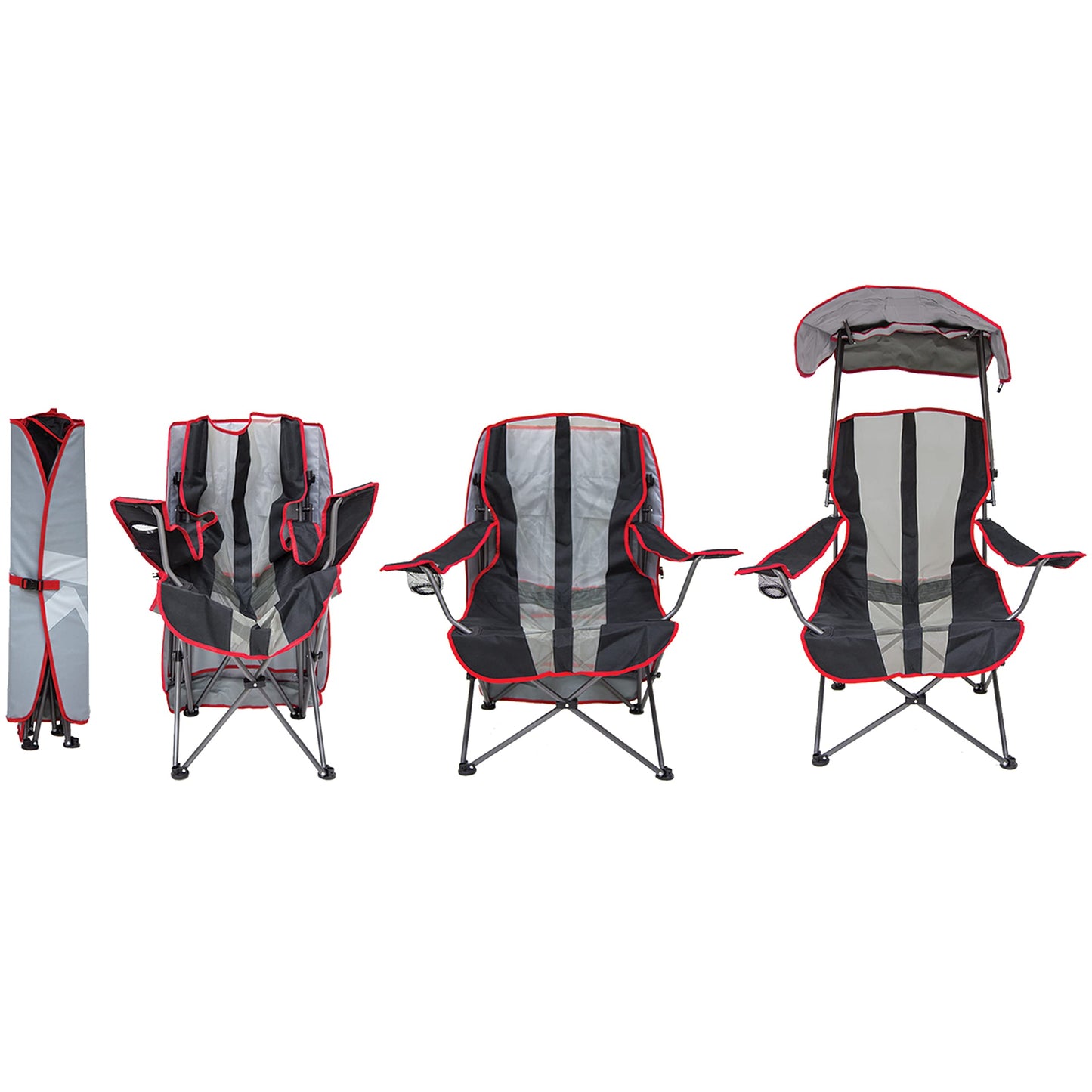 SwimWays Kelsyus Original Foldable Canopy Chair for Camping, Tailgates, and Outdoor Events, Grey/Red
