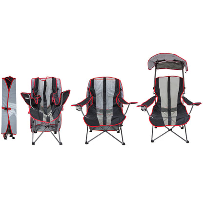SwimWays Kelsyus Original Foldable Canopy Chair for Camping, Tailgates, and Outdoor Events, Grey/Red