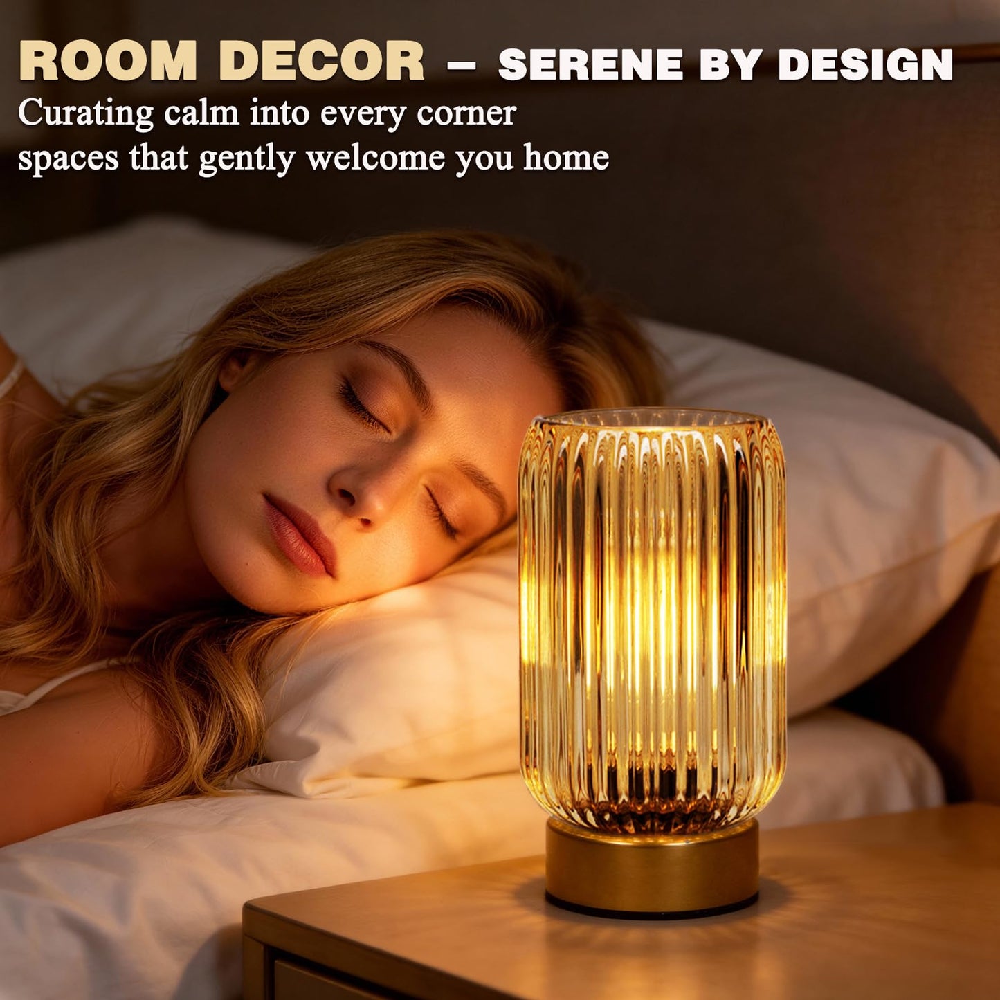 MJ PREMIER Cordless Lamp, Battery Operated Lamp with Timer, Yellow Glass Lampshade, Small Table Lamps for Area No Plug, Decorative Led Light for Bedroom Living Room Shelf (Yellow)