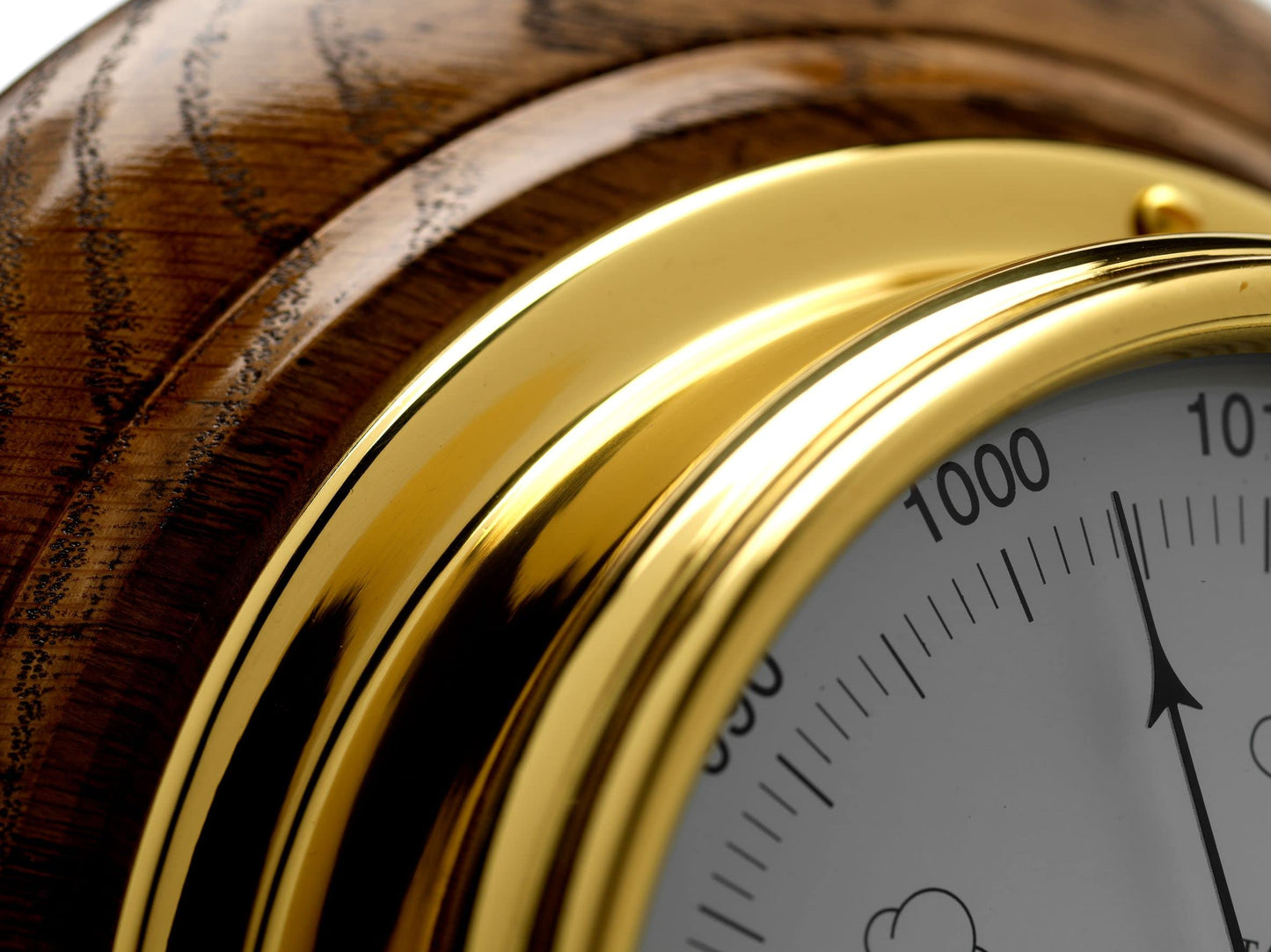 Tabic Brass Barometer with Built in Hygrometer and Thermometer Mounted on an English Oak Mount, Heavy Lacquered Brass (1/2kg), Sailing Ship Yacht Boating Clock, Handmade in England