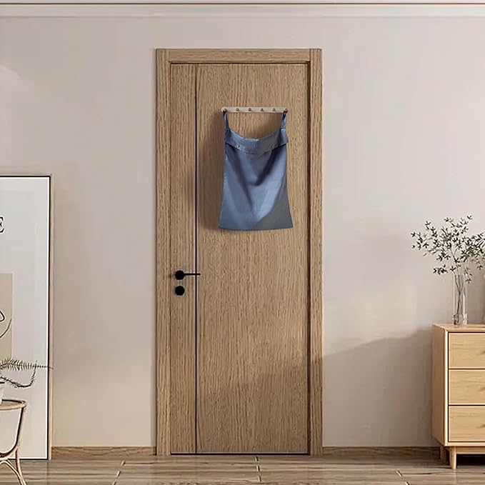 100% Linen Hanging Laundry Hamper Bag 20x27 Inch, Over the Door