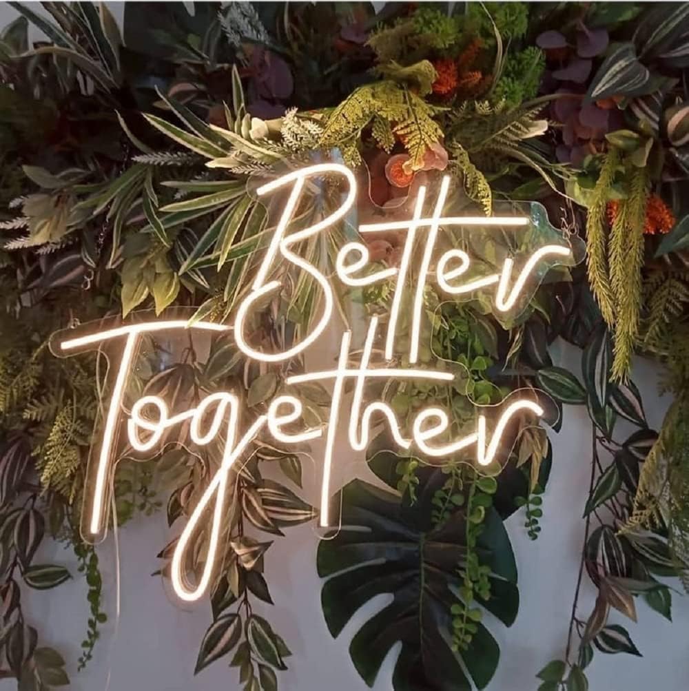 Ulalaza Better Together LED Neon Sign Night Light for Wall Party Décor Bedroom Room Bar Wedding Home Birthday Art Decoration Christmas with USB Chain Light modulator 5v