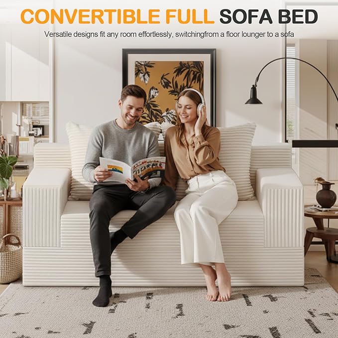 Erament Convertible Sofa Bed, Loveseat Folding Floor Futon Sleeper Sofa Couch