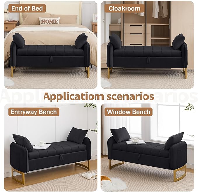 End of Bed Storage Bench, Storage Ottoman Bench