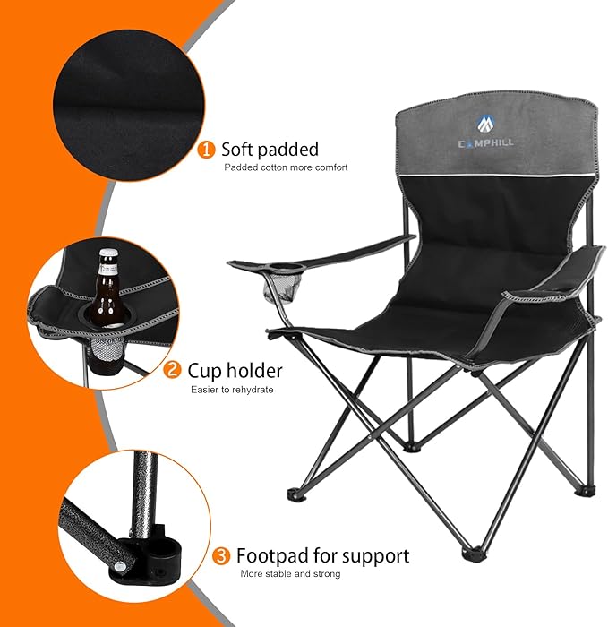 Camping Chair Set of 3, Outdoor Folding Camping Chairs