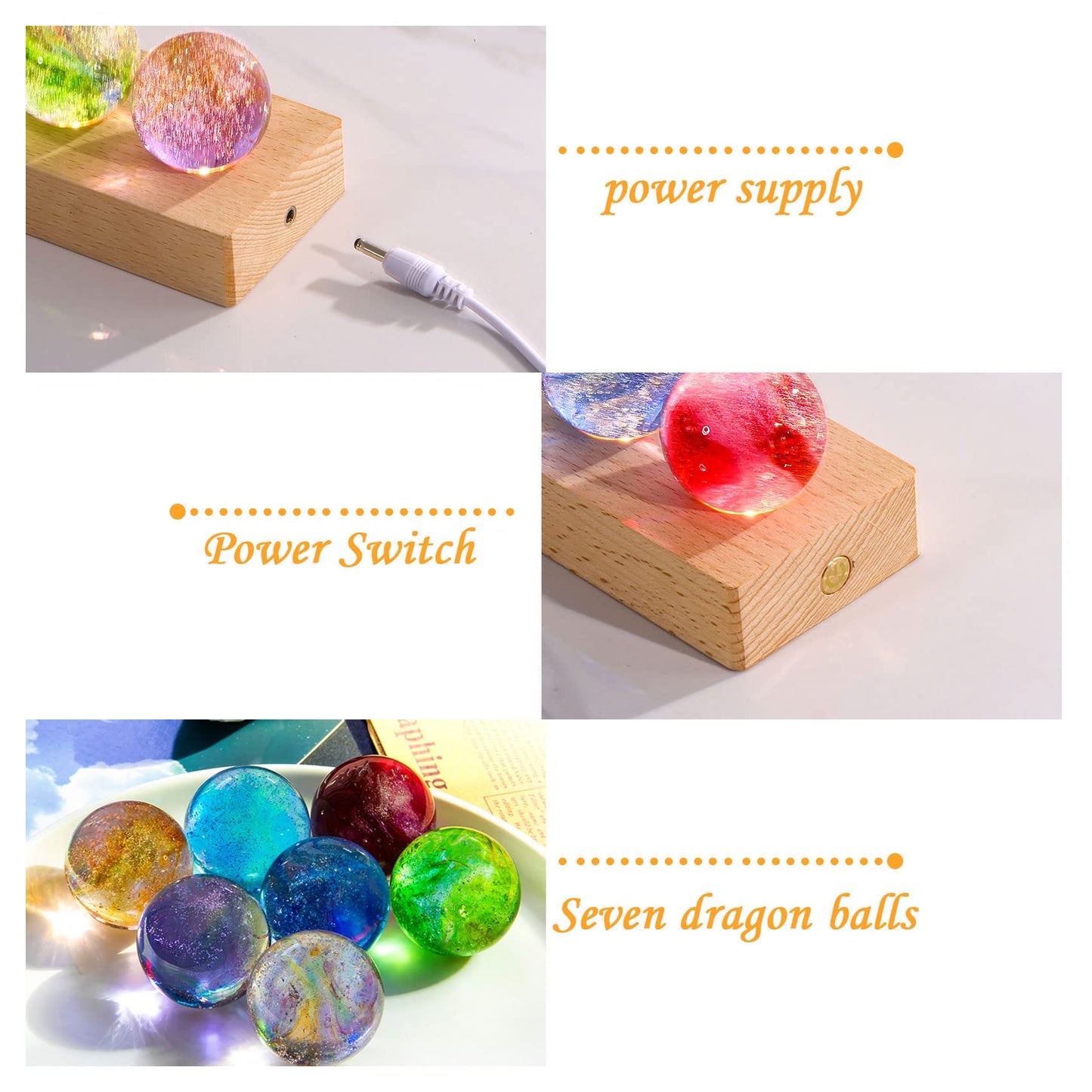 Movdyka 7 Colorful Glass Crystal Ball Desk Ecorations Chakra Healing Stones