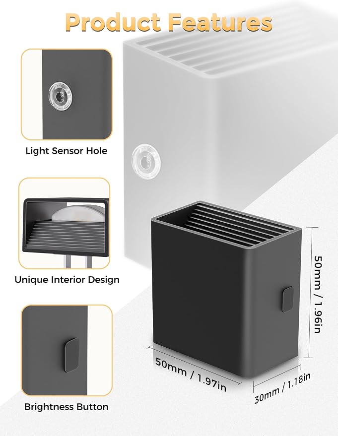 DORESshop LED Night Lights Plug into Wall [2 Pack], Plug in Night Light, 3 Level Brightness Adjustable Night Light, Dusk to Dawn Sensor, Nightlights for Adults, Bedroom, Bathroom, Hallway, 3000K