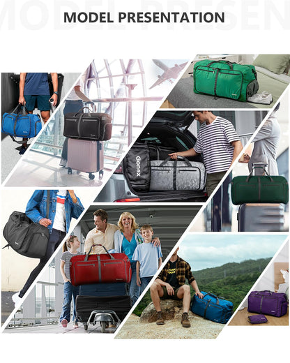 Gonex 80L Packable Travel Duffle Bag Foldable Duffel Bags for Luggage Gym Sports Camping Travelling Cycling Storage Shopping Water & Tear Resistant Dark Green